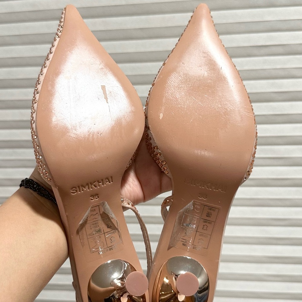 🌹JONATHAN SIMKHAI🌹 Dylan Embellished Slingback Blush Pumps Size: 36 - Picture 11 of 11